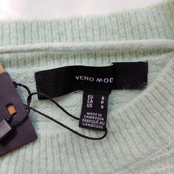 NWT Vero Moda soft textured crew neck long sleeve sweater/size s/minty green - Picture 8 of 10